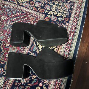 Larroude Black Platform Slide Sandals